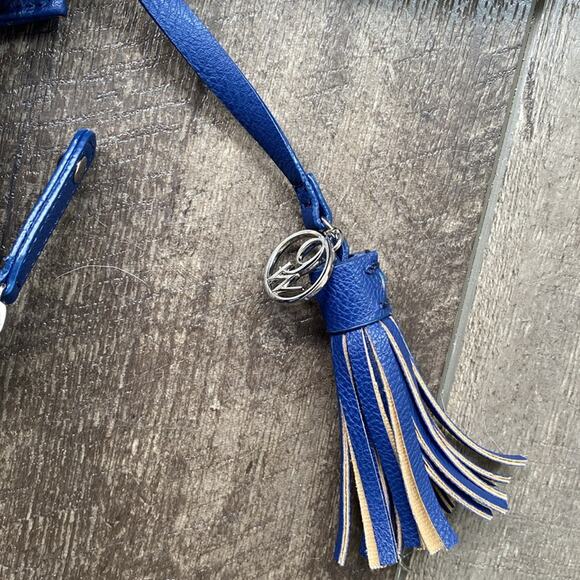 Nine West Blue Striped Floral Large Purse Tote Bag - Picture 7 of 8